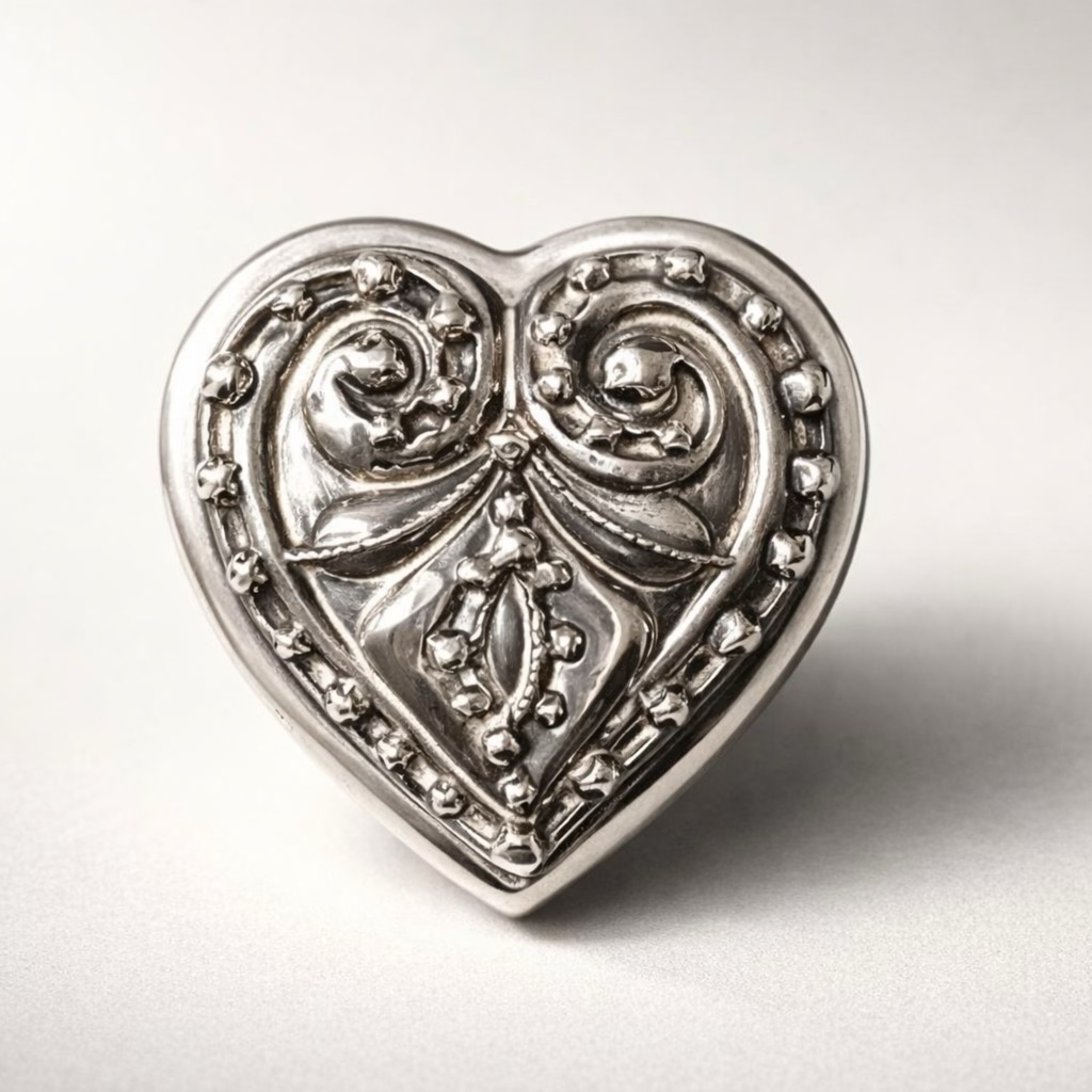 Christian Lacroix Vtg Silver Plated Engraved Pill/Ring/Trinket Box, Small